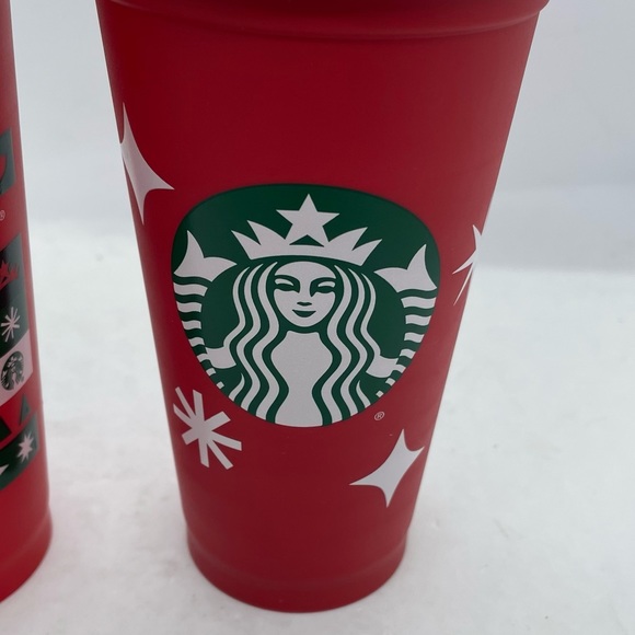 Starbucks Christmas Holiday 2020 Red Reusable Plastic Grande Cup 16oz - Picture 2 of 5